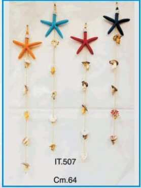 STRISCE DI STELLE SU FILO COLORI ASS.TI CON CONCHIGLIE