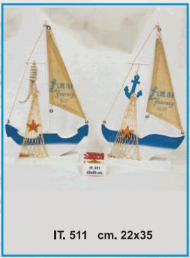 BARCA A VELA WHALE - CODA BALENA LEGNO CM.21X34